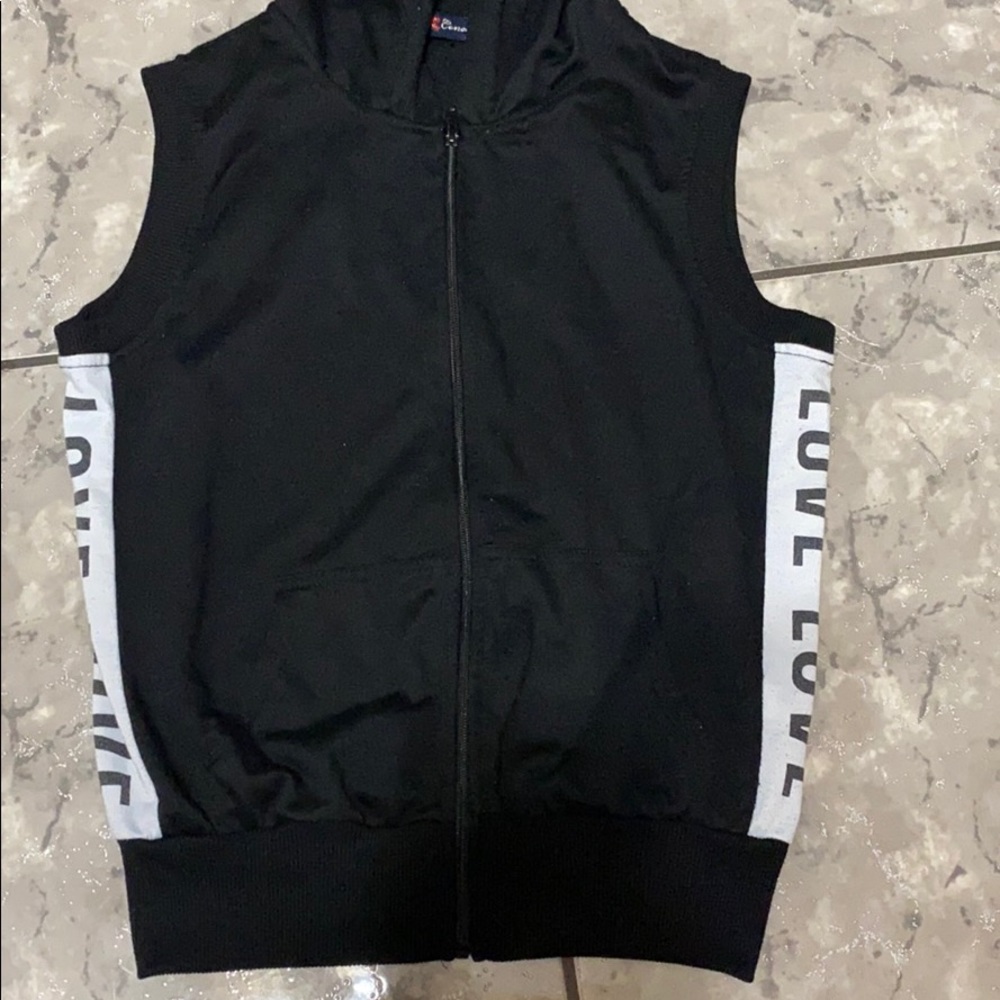 No sleeve zip up hoodie